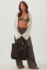 Straw Tote Bag with Keychain