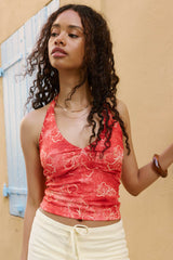 Fitted Mesh Halter Tank Top