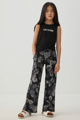 Printed Wide Leg Knit Crepe Pants