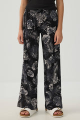 Printed Wide Leg Knit Crepe Pants