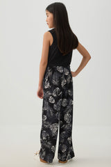 Printed Wide Leg Knit Crepe Pants