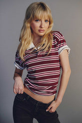 Striped Boxy Polo T-Shirt