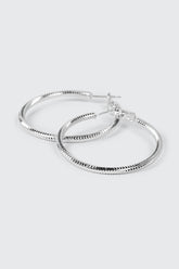 14K White Gold Plated Hoop Earrings
