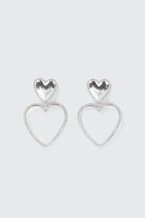 Double Heart Drop Earrings
