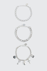 3-Pack Charm Chain Bracelets
