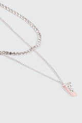 Two-Row Tennis Necklace with Ballet Slipper