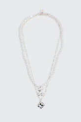 2-Row Dice & Bear Necklace