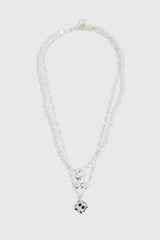 2-Row Dice & Bear Necklace