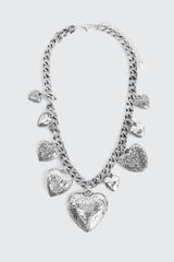 Chunky Chain Necklace with Heart Pendants