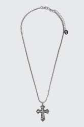 Heart Embossed Cross Necklace