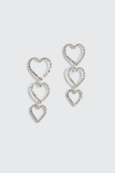 Rhinestone Heart Trio Earrings