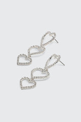 Rhinestone Heart Trio Earrings