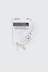 12-Pack of Silver Tone Mix Earrings