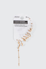 12-Pack of Gold Toned Mix Earrings