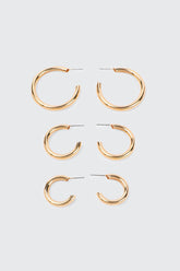3-Pack Thick Hoop Earrings