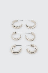 3-Pack Textured Hoop Earrings