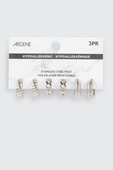 3-Pack Textured Hoop Earrings