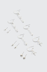 6-Pack Hoop and Stud Earrings with Spikes