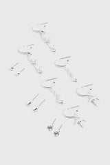 6-Pack Hoop and Stud Earrings with Spikes