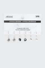 3-Pack Charm Hoop Earrings