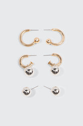 3-Pack Sphere Charm Hoop Earrings