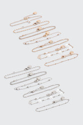 13-Pack Pearl & Rose Bracelets