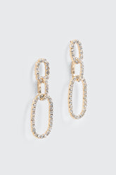 Rhinestone Oval Link Earrings