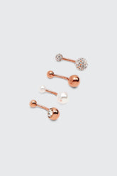 4-Pack Stone & Pearl Navel Piercings