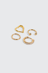 4-Pack 14K Gold Plated Cartilage Hoops