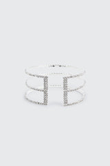 Rhinestone Three-Row Cuff Bracelet
