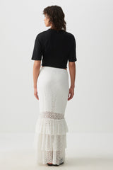 Lace Tiered Midi Skirt