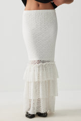 Lace Tiered Midi Skirt