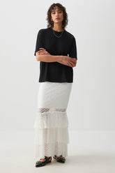 Lace Tiered Midi Skirt