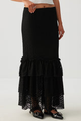 Lace Tiered Midi Skirt
