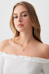 Off Shoulder Top with Ruched Trim