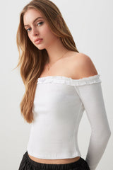 Off Shoulder Top with Ruched Trim