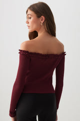Off Shoulder Top with Ruched Trim