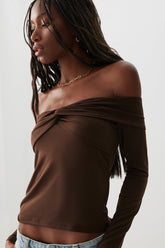 Twist Front Off Shoulder Top