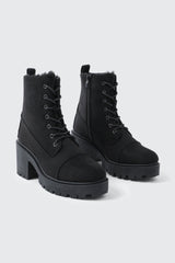 Faux Fur Lined Lace Up Boots