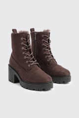 Faux Fur Lined Lace Up Boots