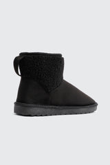 Faux Sheepskin Ankle Boots with Accent Trim