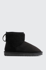 Faux Sheepskin Ankle Boots with Accent Trim