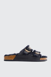 Faux Fur Lined Buckled Sandals