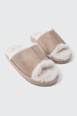 Open Toe Faux Suede Slippers