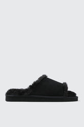 Open Toe Faux Suede Slippers