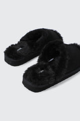 Open Toe Faux Suede Slippers