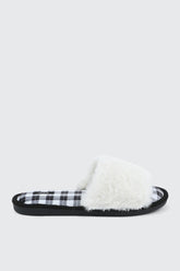 Plaid Faux Fur Slippers