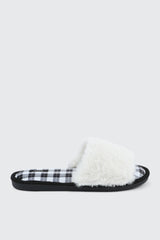 Plaid Faux Fur Slippers