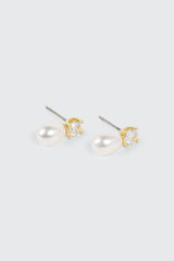 14K Gold Plated Pearl Stud Earrings