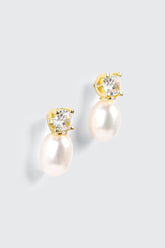 14K Gold Plated Pearl Stud Earrings